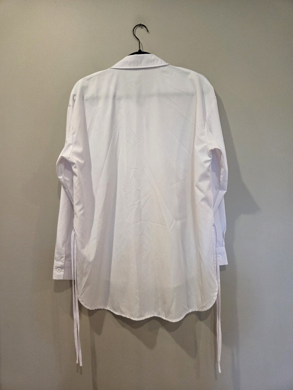 White Oversized Tie Side Button-Up Shirt - Picture 3 of 3